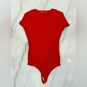 A&F Red Soft Matte Seamless Tee Bodysuit (Medium)